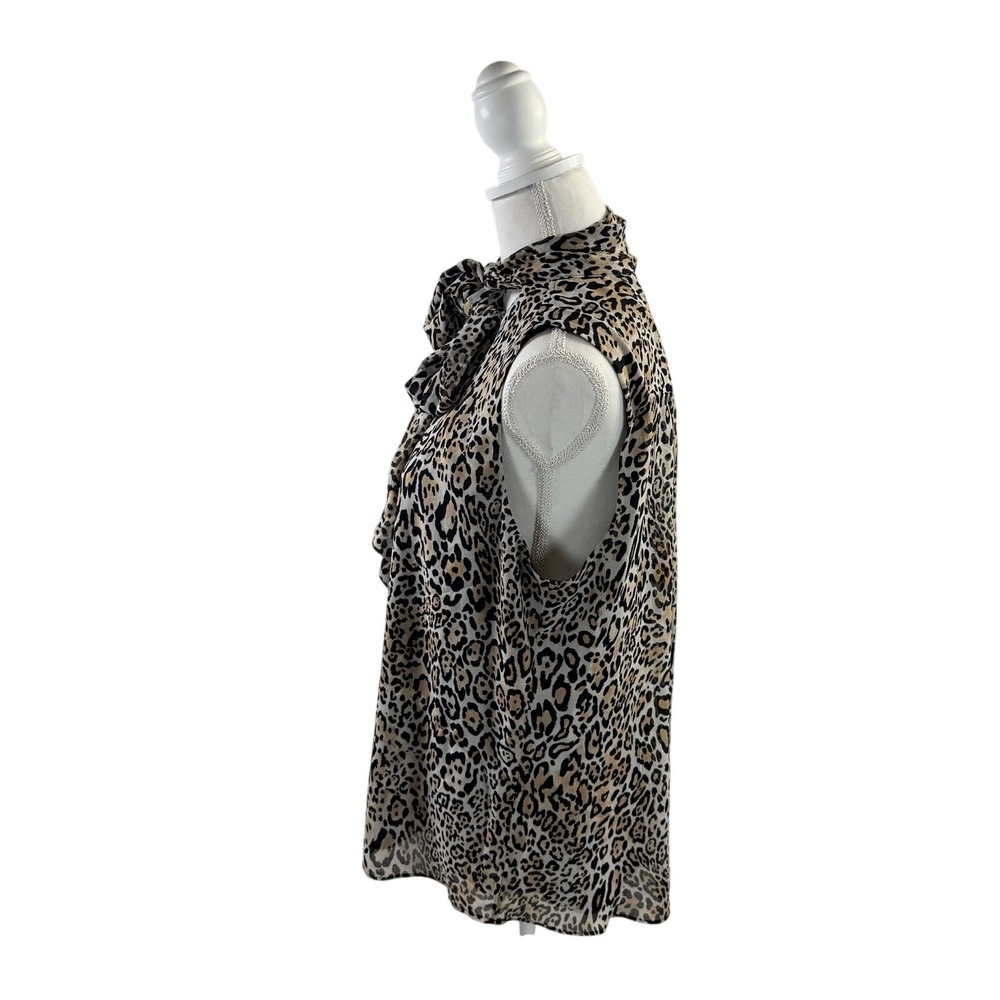 Chicos Leopard Print Sleeveless Tie neck Top Size 2 (12/14) - Picture 3 of 10